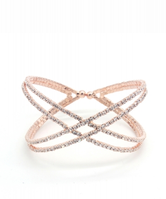 Criss Cross Rhinestone Bracelet  BS300042 ROSEGOLD CL